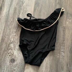 Black Ruffled One-Piece Swimsuit